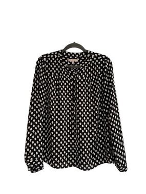 Black and White Polka Dot Long-Sleeve Women's Blouse